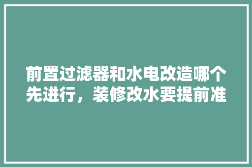 前置过滤器和水电改造哪个先进行，装修改水要提前准备什么材料。 前置过滤器和水电改造哪个先进行，装修改水要提前准备什么材料。 买房须知