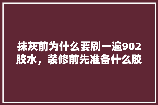 抹灰前为什么要刷一遍902胶水，装修前先准备什么胶水呢。 抹灰前为什么要刷一遍902胶水，装修前先准备什么胶水呢。 买房须知
