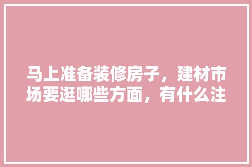 马上准备装修房子，建材市场要逛哪些方面，有什么注意事项，新家装修要准备什么东西。 马上准备装修房子，建材市场要逛哪些方面，有什么注意事项，新家装修要准备什么东西。 家居设计