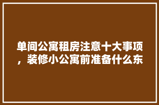 单间公寓租房注意十大事项，装修小公寓前准备什么东西。 单间公寓租房注意十大事项，装修小公寓前准备什么东西。 家居装饰