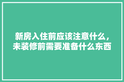 新房入住前应该注意什么，未装修前需要准备什么东西。 新房入住前应该注意什么，未装修前需要准备什么东西。 二手房