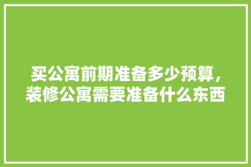 买公寓前期准备多少预算，装修公寓需要准备什么东西。 买公寓前期准备多少预算，装修公寓需要准备什么东西。 二手房