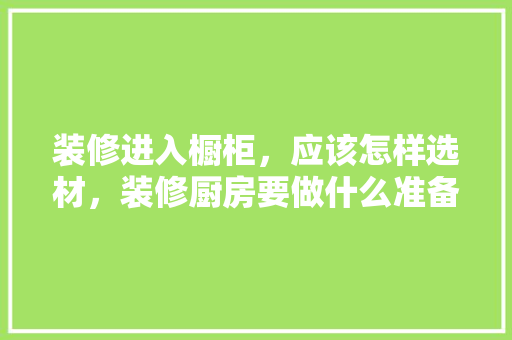 装修进入橱柜，应该怎样选材，装修厨房要做什么准备的工作。 装修进入橱柜，应该怎样选材，装修厨房要做什么准备的工作。 二手房