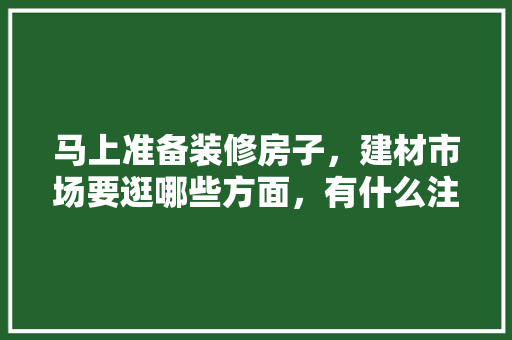 马上准备装修房子，建材市场要逛哪些方面，有什么注意事项，房屋装修前期要准备什么东西。 马上准备装修房子，建材市场要逛哪些方面，有什么注意事项，房屋装修前期要准备什么东西。 家居装饰