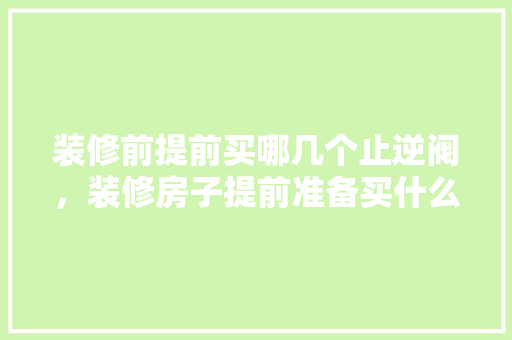 装修前提前买哪几个止逆阀，装修房子提前准备买什么东西。 装修前提前买哪几个止逆阀，装修房子提前准备买什么东西。 家居装饰