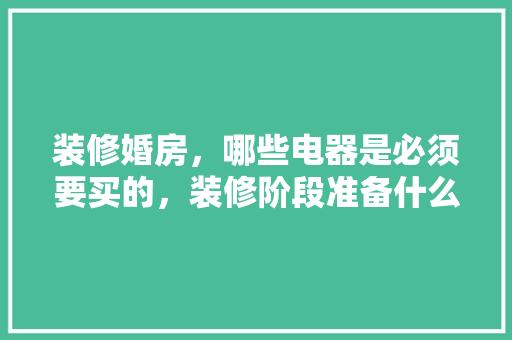 装修婚房，哪些电器是必须要买的，装修阶段准备什么家电好。 装修婚房，哪些电器是必须要买的，装修阶段准备什么家电好。 家居设计
