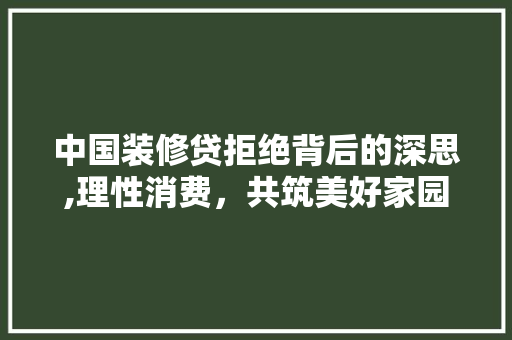 中国装修贷拒绝背后的深思,理性消费，共筑美好家园 中国装修贷拒绝背后的深思,理性消费，共筑美好家园 家居设计
