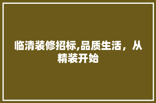 临清装修招标,品质生活，从精装开始 临清装修招标,品质生活，从精装开始 家居设计