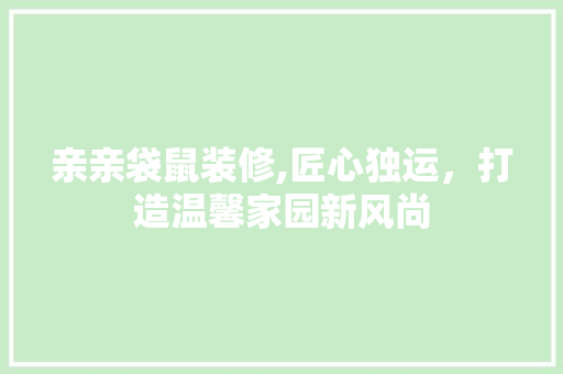 亲亲袋鼠装修,匠心独运，打造温馨家园新风尚 亲亲袋鼠装修,匠心独运，打造温馨家园新风尚 家居设计