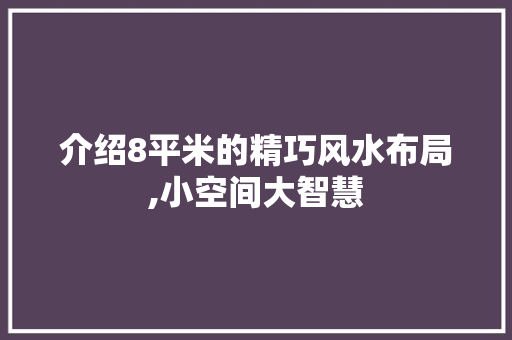 介绍8平米的精巧风水布局,小空间大智慧 介绍8平米的精巧风水布局,小空间大智慧 二手房