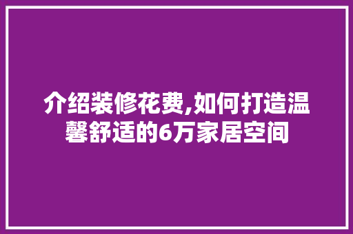 介绍装修花费,如何打造温馨舒适的6万家居空间 介绍装修花费,如何打造温馨舒适的6万家居空间 二手房