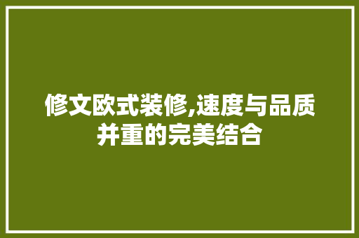 修文欧式装修,速度与品质并重的完美结合 修文欧式装修,速度与品质并重的完美结合 家居设计