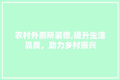 农村外厕所装修,提升生活品质，助力乡村振兴 农村外厕所装修,提升生活品质，助力乡村振兴 家居装饰