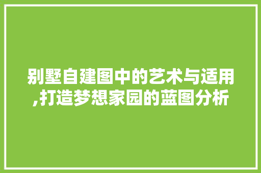 别墅自建图中的艺术与适用,打造梦想家园的蓝图分析 别墅自建图中的艺术与适用,打造梦想家园的蓝图分析 装修知识