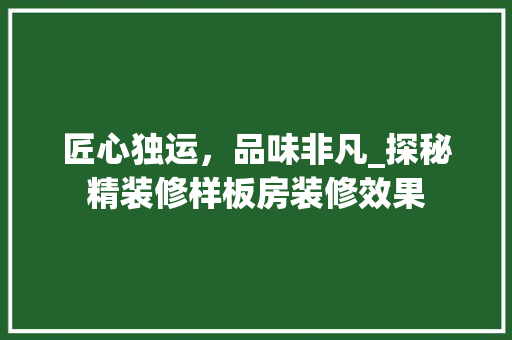 匠心独运，品味非凡_探秘精装修样板房装修效果 匠心独运，品味非凡_探秘精装修样板房装修效果 家居设计