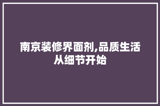 南京装修界面剂,品质生活从细节开始 南京装修界面剂,品质生活从细节开始 家居设计