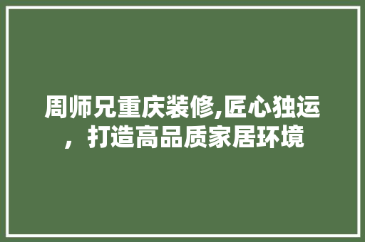 周师兄重庆装修,匠心独运，打造高品质家居环境 周师兄重庆装修,匠心独运，打造高品质家居环境 二手房