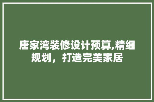 唐家湾装修设计预算,精细规划，打造完美家居 唐家湾装修设计预算,精细规划，打造完美家居 买房须知