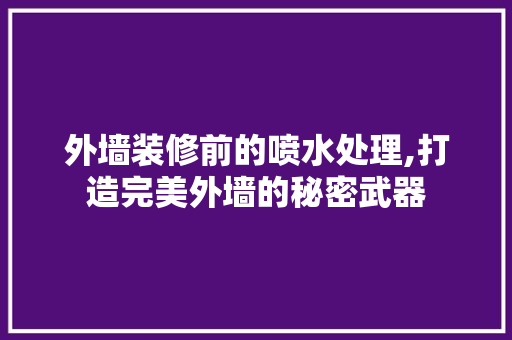外墙装修前的喷水处理,打造完美外墙的秘密武器 外墙装修前的喷水处理,打造完美外墙的秘密武器 二手房