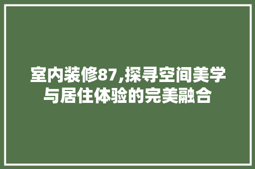 室内装修87,探寻空间美学与居住体验的完美融合 室内装修87,探寻空间美学与居住体验的完美融合 家居设计