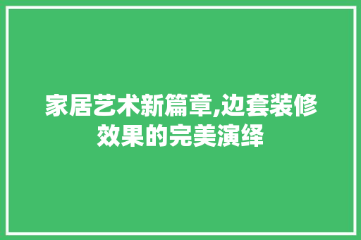 家居艺术新篇章,边套装修效果的完美演绎 家居艺术新篇章,边套装修效果的完美演绎 家居设计