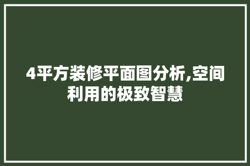 4平方装修平面图分析,空间利用的极致智慧 4平方装修平面图分析,空间利用的极致智慧 装修知识