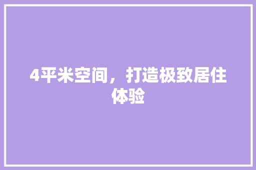 4平米空间，打造极致居住体验 4平米空间，打造极致居住体验 二手房