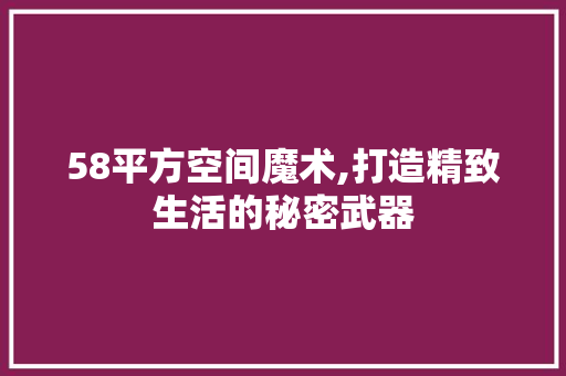 58平方空间魔术,打造精致生活的秘密武器 58平方空间魔术,打造精致生活的秘密武器 买房须知