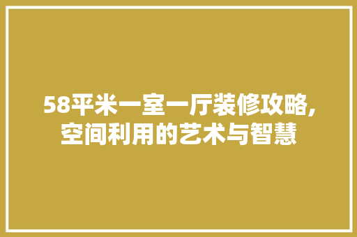 58平米一室一厅装修攻略,空间利用的艺术与智慧 58平米一室一厅装修攻略,空间利用的艺术与智慧 家居装饰