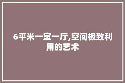 6平米一室一厅,空间极致利用的艺术 6平米一室一厅,空间极致利用的艺术 家居装饰