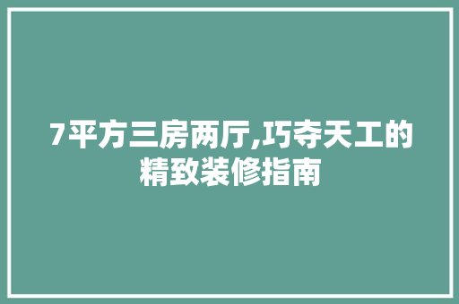 7平方三房两厅,巧夺天工的精致装修指南 7平方三房两厅,巧夺天工的精致装修指南 装修知识