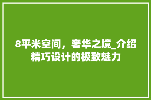 8平米空间，奢华之境_介绍精巧设计的极致魅力 8平米空间，奢华之境_介绍精巧设计的极致魅力 家居装饰