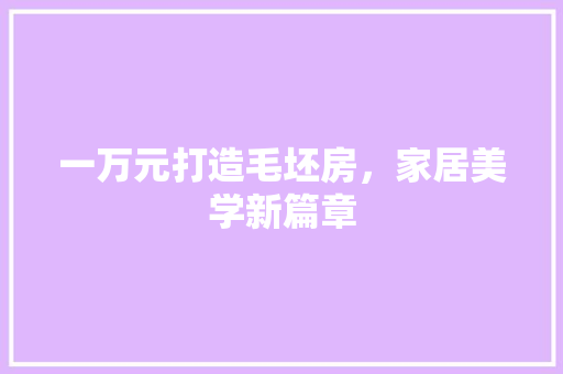 一万元打造毛坯房，家居美学新篇章 一万元打造毛坯房，家居美学新篇章 装修知识