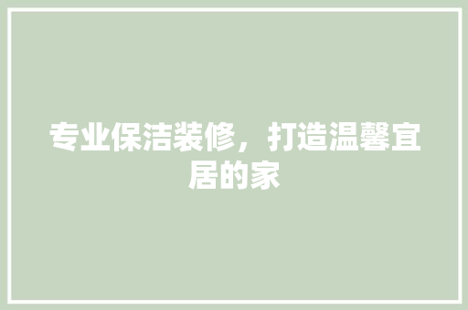 专业保洁装修，打造温馨宜居的家 专业保洁装修，打造温馨宜居的家 家居装饰