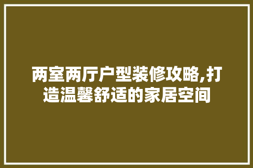 两室两厅户型装修攻略,打造温馨舒适的家居空间 两室两厅户型装修攻略,打造温馨舒适的家居空间 装修知识