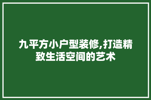 九平方小户型装修,打造精致生活空间的艺术 九平方小户型装修,打造精致生活空间的艺术 买房须知