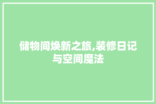 储物间焕新之旅,装修日记与空间魔法 储物间焕新之旅,装修日记与空间魔法 装修知识