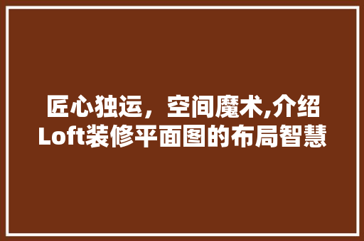 匠心独运，空间魔术,介绍Loft装修平面图的布局智慧 匠心独运，空间魔术,介绍Loft装修平面图的布局智慧 二手房