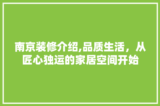 南京装修介绍,品质生活，从匠心独运的家居空间开始 南京装修介绍,品质生活，从匠心独运的家居空间开始 家居装饰