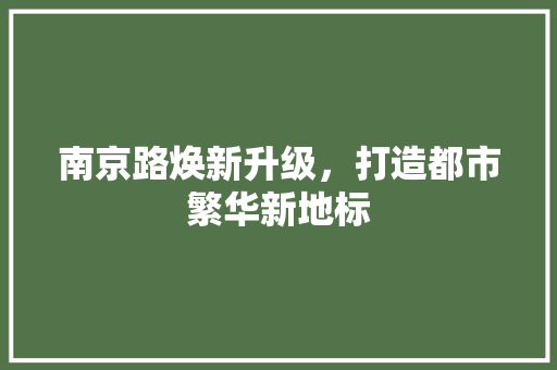 南京路焕新升级，打造都市繁华新地标 南京路焕新升级，打造都市繁华新地标 二手房