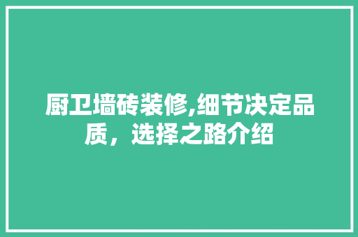 厨卫墙砖装修,细节决定品质，选择之路介绍 厨卫墙砖装修,细节决定品质，选择之路介绍 家居设计
