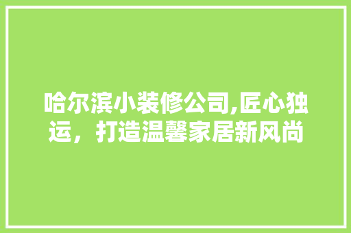 哈尔滨小装修公司,匠心独运，打造温馨家居新风尚 哈尔滨小装修公司,匠心独运，打造温馨家居新风尚 家居设计