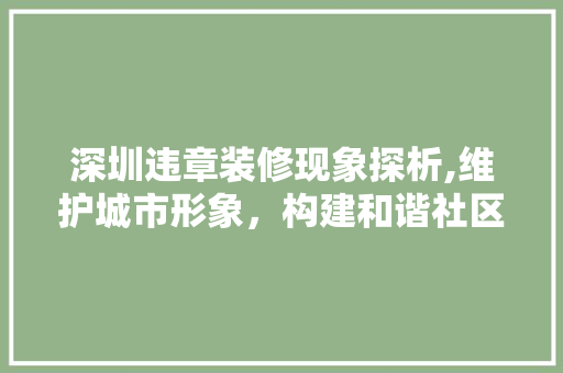 深圳违章装修现象探析,维护城市形象，构建和谐社区 深圳违章装修现象探析,维护城市形象，构建和谐社区 买房须知