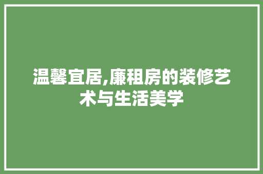 温馨宜居,廉租房的装修艺术与生活美学 温馨宜居,廉租房的装修艺术与生活美学 二手房