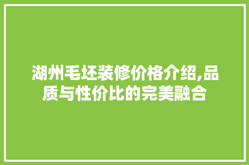 湖州毛坯装修价格介绍,品质与性价比的完美融合 湖州毛坯装修价格介绍,品质与性价比的完美融合 二手房