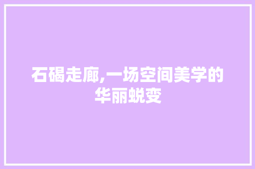 石碣走廊,一场空间美学的华丽蜕变 石碣走廊,一场空间美学的华丽蜕变 家居设计