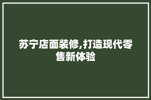 苏宁店面装修,打造现代零售新体验 苏宁店面装修,打造现代零售新体验 装修知识