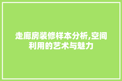 走廊房装修样本分析,空间利用的艺术与魅力 走廊房装修样本分析,空间利用的艺术与魅力 家居设计