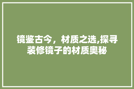 镜鉴古今，材质之选,探寻装修镜子的材质奥秘 镜鉴古今，材质之选,探寻装修镜子的材质奥秘 家居装饰