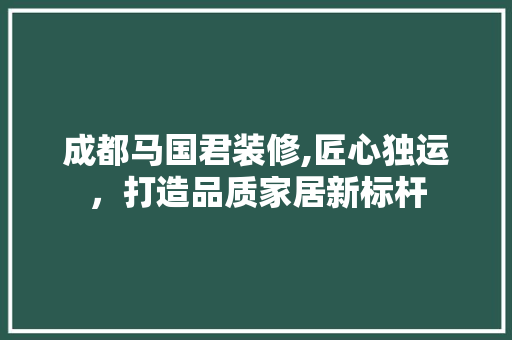 成都马国君装修,匠心独运，打造品质家居新标杆 成都马国君装修,匠心独运，打造品质家居新标杆 二手房